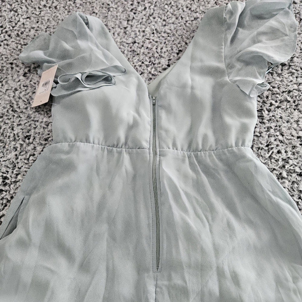 Birdy Grey Hannah Chiffon Maxi Dress Small Sage Flutter Sleeve Flowy Bridesmaid - Picture 6 of 13